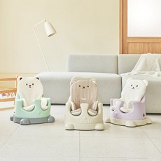 [에시앙]에시앙범보의자 P-Edition+플랫베어 일체형 아기의자, 의자/트레이:애플민트/바닐라, 모데즈크라운2종:곰곰이