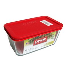 파이렉스 유리밀폐용기 반찬통 깊은직사각 레드 1.13L