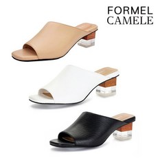 포멜카멜레 FORMEL CAMELE 스퀘어 투명 우드굽 슬리퍼 FJS1F1SS306 298848
