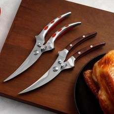 독일 닭뼈 주방 가위 생선 커터 스테인레스 스틸 체중계 클린 쿡 나이프, [01] Red wooden handle, 1개