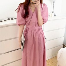 스트랩 셔링 퍼프 롱 원피스 강민경바지 루즈핏 꾸안꾸 뷔스티에