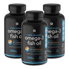 스포츠리서치 트리플 스트렝스 오메가-3 피쉬 오일 1250mg 소프트젤, 90개입, 3개