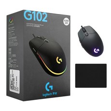 로지텍 G102 2세대 LIGHTSYNC 게이밍 유선 마우스 병행 정품박스 + 스토리링크 마우스패드, G102 (블랙) + 스링 마우스패드 G102 (블랙) + 스링 마우스패드