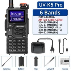 Baofeng UV-K5 프로 워키토키 에어 밴드 무선 복사 주파수 12W DTMF 양방향 라디오 USB 충전기 업그레이, 01 BL Standard_01 EURO