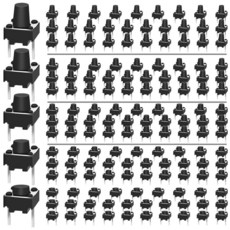 150피스 2핀 순간 촉각 택트 푸시 버튼 스위치 6 x 4.3mm 5mm 6mm 7mm 8mm 마이크로 미니 모음 키트 PCB 브레드보드 회로 보드용 납땜 와이어 포함 503, 2pin