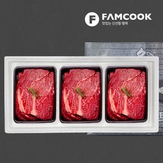 [팸쿡]한우 1++구이 3호 3구 선물세트 900g (등심3팩), 1세트