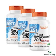 닥터스베스트 트랜스 레스베라트롤 200mg 베지캡 60개 X3병, 3개, 60정