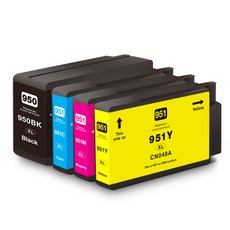 모노테크 HP 호환 950XL 951XL 잉크 세트 대용량 오피스젯 프로 HP8610 HP8600 HP8100, 1세트, 4색