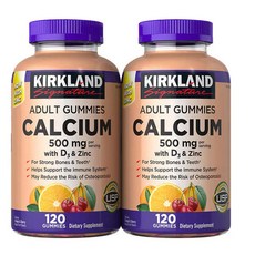Kirkland 커클랜드 성인용 칼슘 500mg D3 120구미 2개, 120정