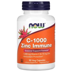 나우푸드 이뮨 비타민C 1000mg 아연 15mg 베지캡슐 90정, 1개, 180정