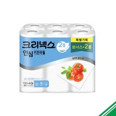 베스트쇼핑 크리넥스 안심 키친타올 2겹 120매4+2롤 x4개, 단품