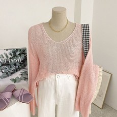 루니카 린넨혼방 루즈핏 시스루 긴팔 니트(8color)국내제작