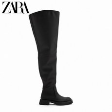 ZARA 새 TRF 여성화 블랙 XL 적층 플랫 부츠 13010610040