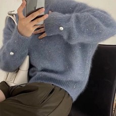 여성 겨울 라운드 스웨터 루즈핏 라쿤 니트 22