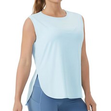 더 짐 피플 여성용 운동 탑 루즈핏 민소매 면 러닝 셔츠, Light Blue, X-Large, 1개