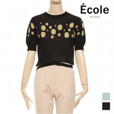 에꼴드파리 ECOLE 썬플라워 반팔 니트_F04WKB002Z