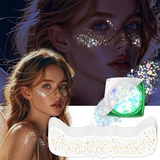Noerrors 글리터 주근깨 야광 인어 얼굴 세트 스타 골드 메이크업 패치 나이트글로우 스파클 쉬머 귀여운 인조 얼룩 타투 스티커 가수 음악 축제 크리스마스 파티용 1939, 멀티 컬러, 1개