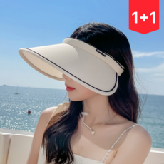 템클 1+1 자외선 차단 썬캡 여성 햇빛 차단 모자 여름 휴양지 챙모자 빅사이즈 돌돌이 선캡