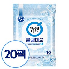 깨끗한나라 페퍼민트 쿨링 휴대용 데오티슈 10p, 66g, 20개