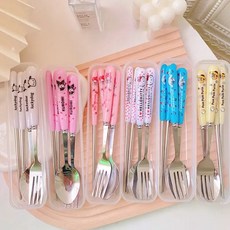 (당일발송) 산리오 수저세트 마이멜로디 수저 6종 포크 젓가락 주니어 신학기 준비물 답례품, 쿠로미, 1개