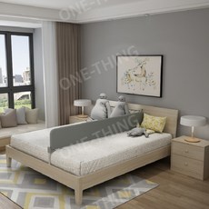 침대 파티션 중앙 분리대 공간분리 칸막이 가림막 울타리, 일체형 2m + 높이 38cm, 그레이 그리드 투시도 + 중간 지지대