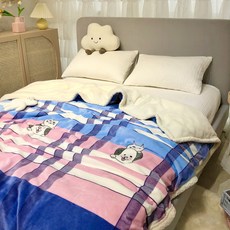 (관부가세포함) 무릎담요 Thick coral velvet blanket quilt cashmere quilt multifunction cartoon flannel sheets double milk-629184241249, 해피 프리즈 프레임 (이중 담요)이중 담요 200x23