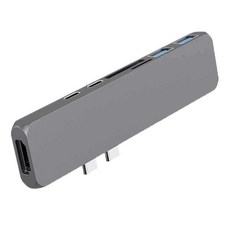 Type-C 노트북용 7-in-2 USB-C To USB3.0 허브 금속 통합 7 포트, 회색, 4.41x1.10x0.35인치, 알루미늄 합금