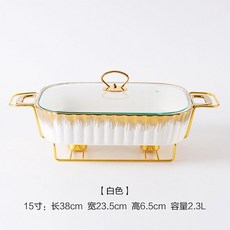 세라믹 푸드워머 베이킹트레이 럭셔리 촛불워머 홈파티 손님초대 특수 그릇 접시, 15인치 화이트