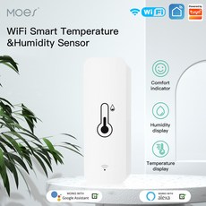 MOESTuya 스마트 와이파이 온도 습도 센서 습도계 온도계 감지기 알렉사 구글 홈과 장, 1개