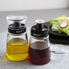 시노글라스 스마트 유리 소스병 오일병 160ml x2P, 블랙