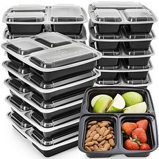 Meal Prep Containers 3 Compartment - Plastic Food Containers for Meal Prepping - Divided Lunch Containers Food Prep Containers - Reusable Food St, 본문참고
