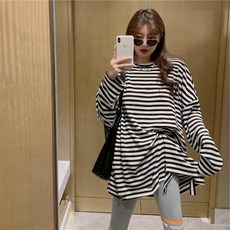 스트프티셔츠 스트프크롭티 인싸템 프렌치시크 스위트 이지 여성 CHIC 와이드 가장자리를 찢다 슬림핏 긴 소매