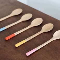 야마치쿠 대나무 스스케 숟가락 18cm 천연 우드 수저 스푼 디저트, 1개, 스카이블루