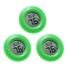 미니 원형 LCD 디지털 온도계 및 습도계 정확한 온도 및 습도 센서 냉동고 시가 박스 0, Green 3pcs, 3개