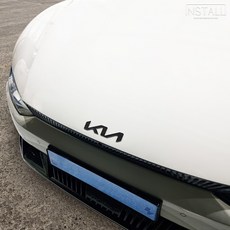 [어스투헤븐] 2024 더뉴 EV6 페이스리프트 3D 메탈 익스테리어 엠블럼, 3D 메탈 엠블럼 (앞), 블루블랙메탈, 더뉴 EV6 (2024)