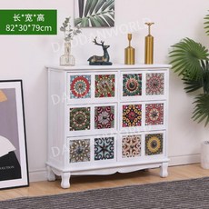 나비장 오리엔탈 수납장 엔틱 서랍장 거실 복고풍 미니 장식장, 레트로 화이트 12칸 82x30x79cm