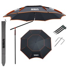 TANXIANZHE 파라솔 낚시 우산 야외 캠핑용 분리형 방향 조정 햇빛 가리개 방수, 2.0m 블랙