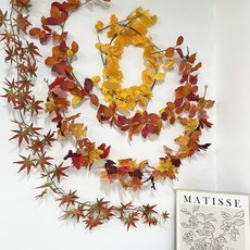 가을 단풍 조화 은행잎 가랜드 인조넝쿨 가을인테리어, A. 노란 은행잎