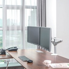 하드 고급 모니터암 거치대 받침대 싱글 듀얼 거북목 일자목 척추 자세교정용품, 고급형실버
