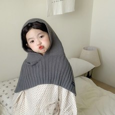 블랙체리 아동용 니트 후드 망토