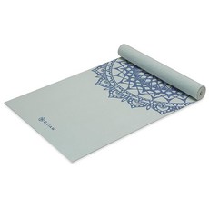 Gaiam 프리미엄 프린트 피트니스 매트 블루 쉐도우 마라케시 5mm 미끄럼 방지 요가 필라테스 및 바닥 운동용, 레이크사이드 마라케시