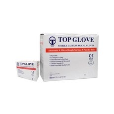 Sterile Latex Surgical Glove 탑글러브 TOP글러브 수술용글러브 1통 50개 파우더프리 장갑 수술장갑 멸균수술용글러브, 6.5