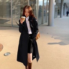 여성코트 여자코트 캐시미어 하프 스트릿 트렌치 롱 캐주얼 키작녀 코트