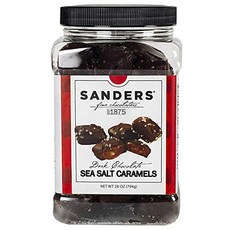 Sanders Dark Chocolate Sea Salt Caramels Kettle C 샌더스 다크 초콜릿 바다 소금 캐러멜 다크 초콜릿으로 덮인 주전자 요리 캐러멜 28온, 1개, 1.38kg - 샌더스