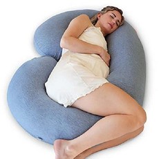 Pharmedoc CeeCee 베개 임신 C 자형 전신 지지 (그레이 저지 커버)- 임산부 수면 필수품, C Shape Cooling Cover