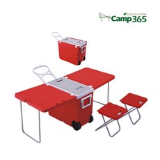 캠프365 파파웨건 썸머 에디션 이동식 쿨러 테이블 아이스박스 피크닉 세트, 쿨러 테이블(레드)