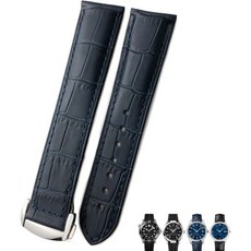 오메가 씨마스터 300 스피드마스터 시계 밴드용 21mm 20mm 22mm 암소 가죽 스트랩(색상: 10mm 골드 걸쇠 크기: 22mm)
