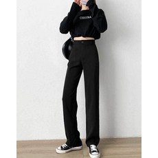 여성 일자 와이드 팬츠 하이웨스트 캐주얼 쉬폰 정장 바지