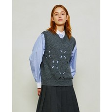 22FW 그레이 울혼방 컷아웃 브이넥 베스트 HSSW2D905G2