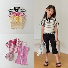데일리베베 날날이리본티 유아동여름티 등원룩 데일리티 자매룩 주니어옷